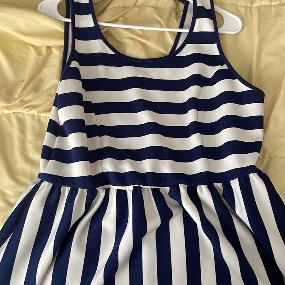 2X Blue/white skater dress